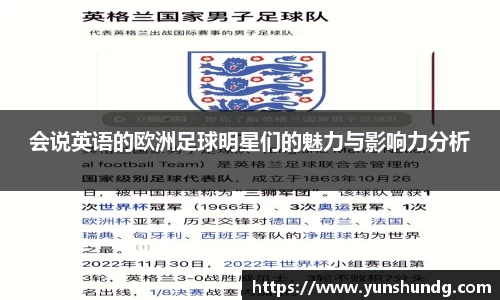 会说英语的欧洲足球明星们的魅力与影响力分析